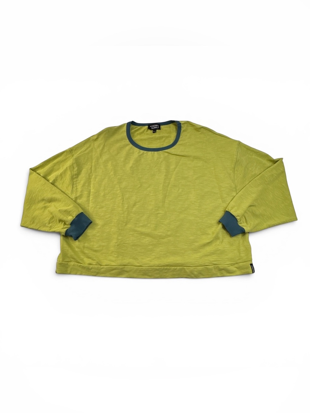 KNOWN SUPPLY Large Green Blue Organic Cotton Crew Neck Sweatshirt Longsleeve